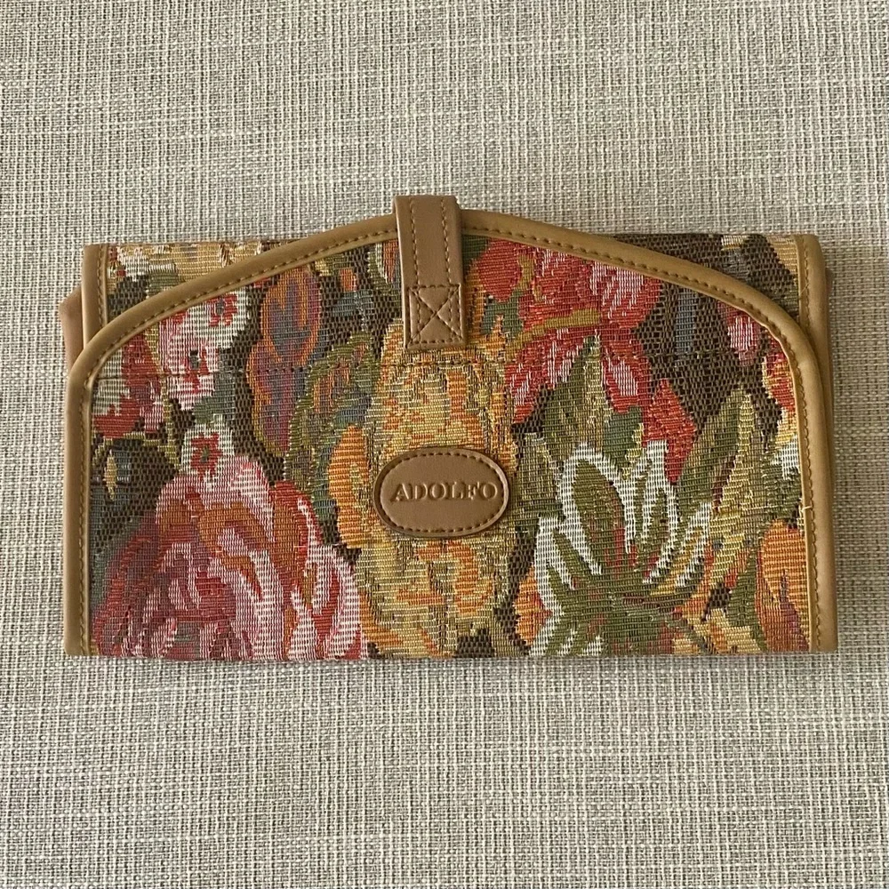 Adolfo Tapestry Cosmetic Travel Bag, NEW